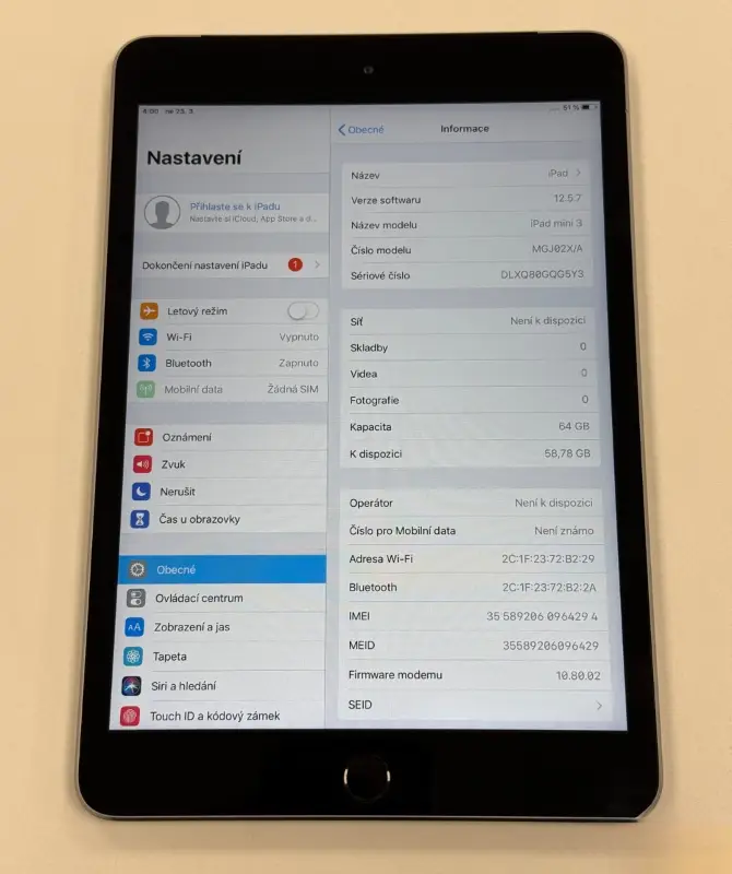 iPad Mini 3 64GB Vesmírně šedá